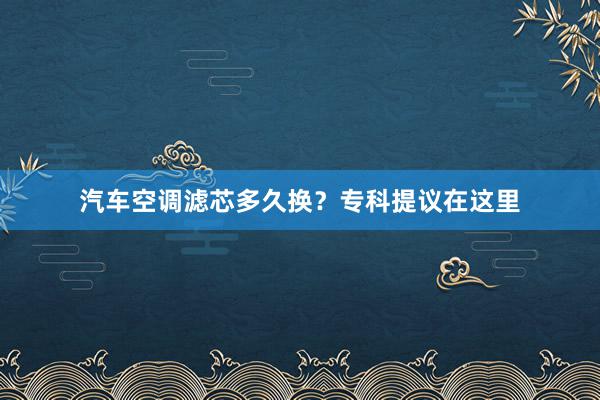 汽车空调滤芯多久换？专科提议在这里
